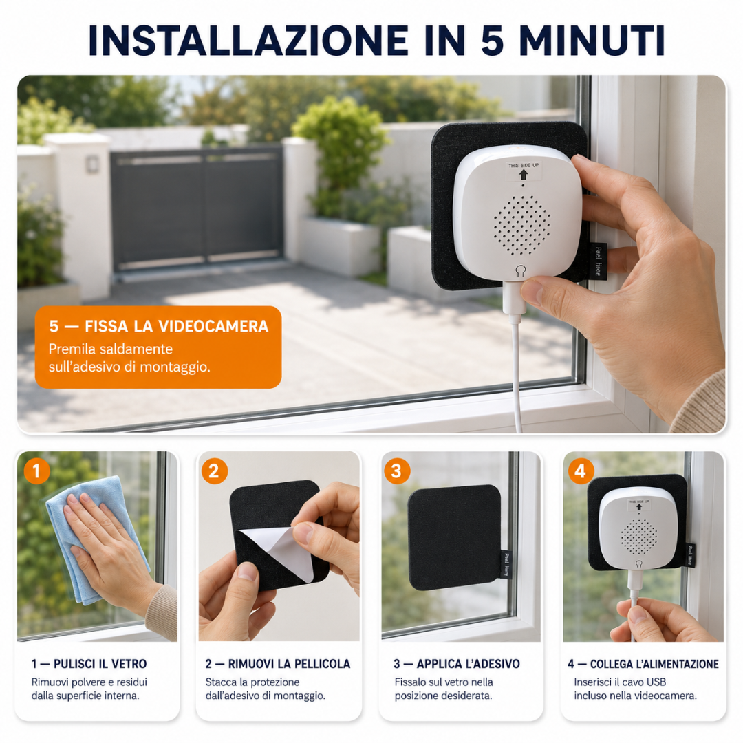 Videocamera Wi-Fi da Finestra con MicroSD 32 GB