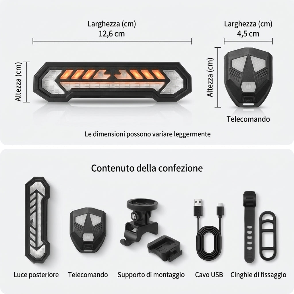 Vialuce – Luce Posteriore per Bici con Proiezione a Freccia